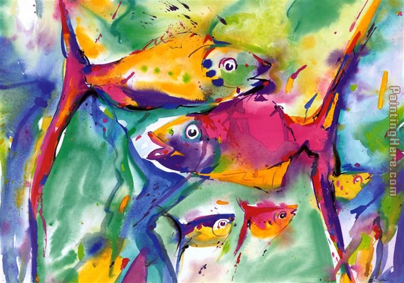Alfred Gockel Colorful Fish painting anysize 50 off