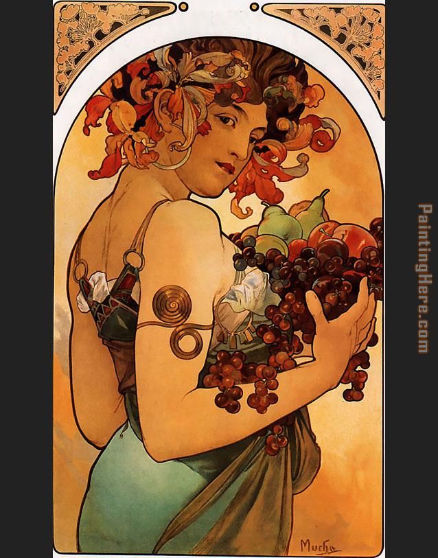 Fruit painting - Alphonse Maria Mucha Fruit art painting
