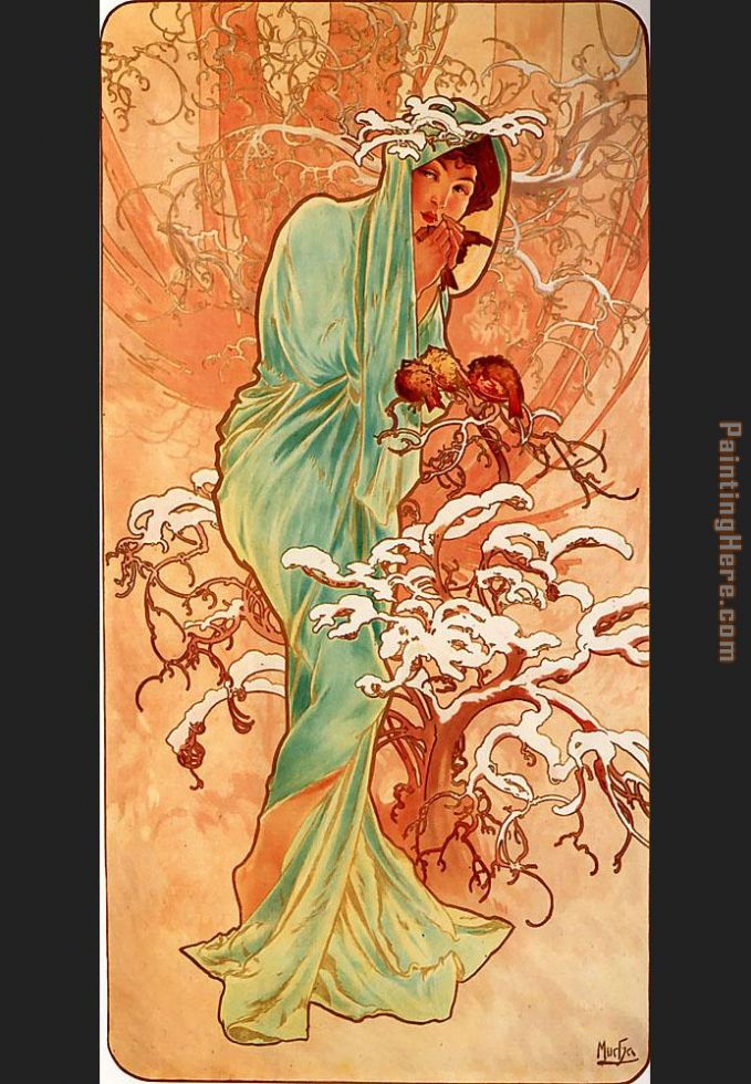 Winter painting - Alphonse Maria Mucha Winter art painting