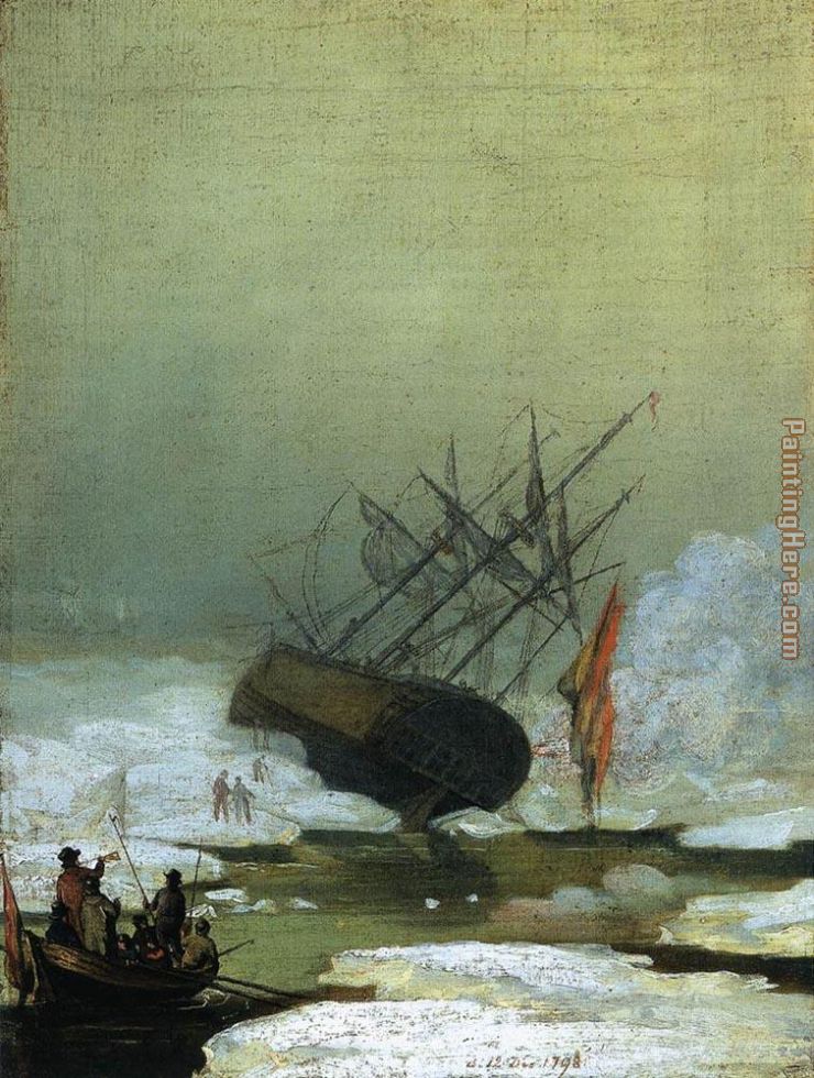 Caspar David Friedrich Wreck In The Sea Of Ice Painting Anysize 50 Off Wreck In The Sea Of Ice Painting For Sale