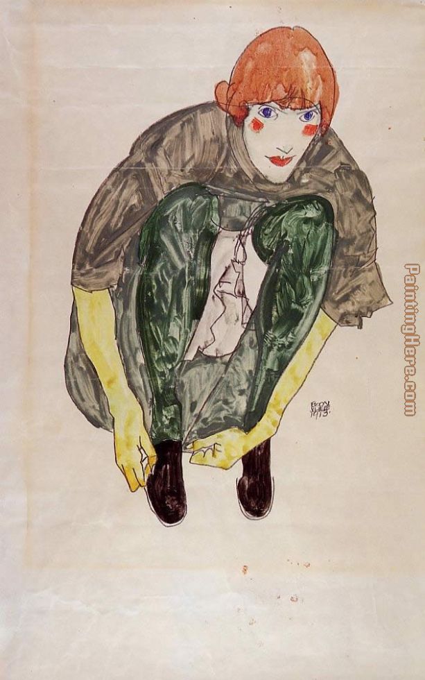 Egon Schiele Crouching Figure painting anysize 50% off - Crouching Figure painting for sale