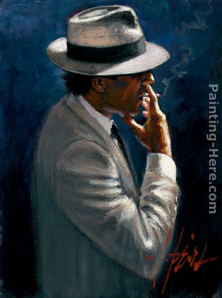 fabian perez smoking under the light white suit painting anysize 50