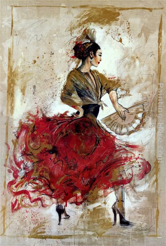 Spanish Dancer With Fan Oil Painting Spanish Dancer With Fan Oil Painting