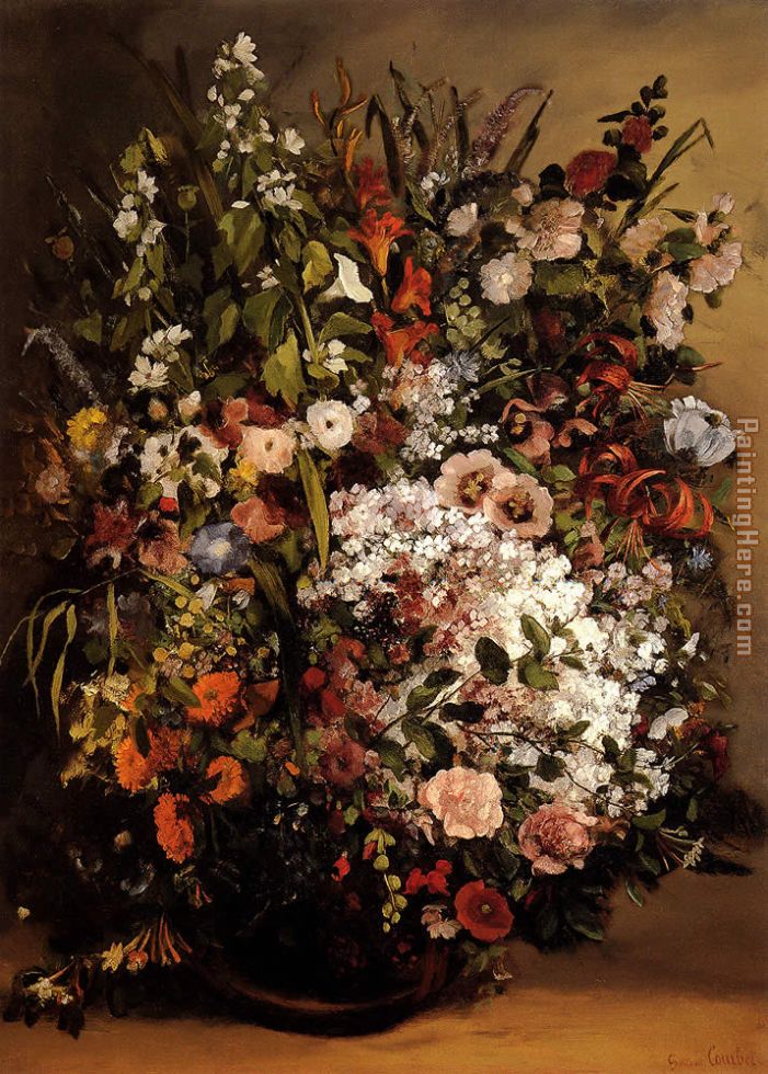 flowers in vase painting. Bouquet of Flowers in a Vase