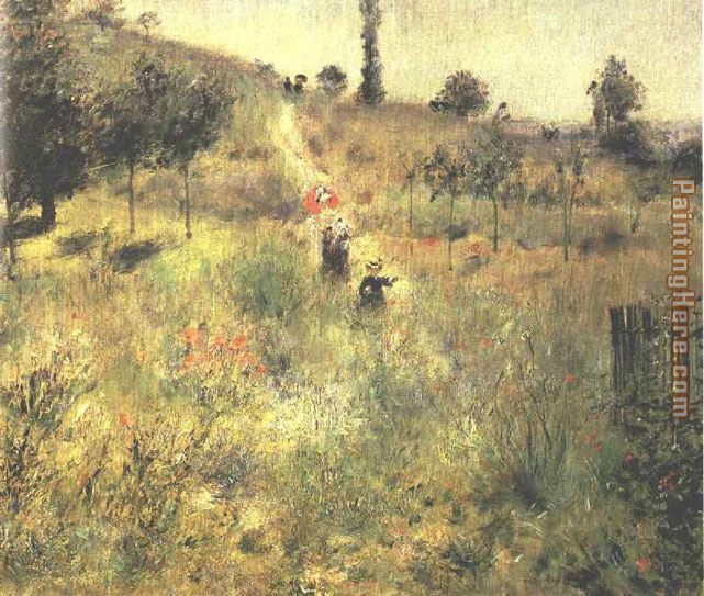 pierre auguste renoir path climbing through long grass painting
