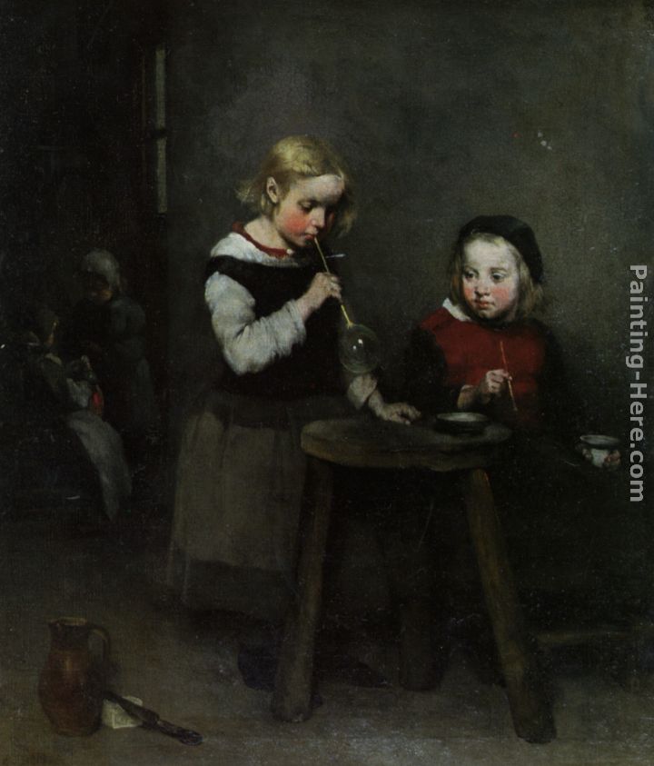 Child Blowing Bubbles Painting