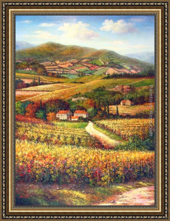 2011 Tuscan Vineyards Villas Framed Painting For Sale Paintinghere Com