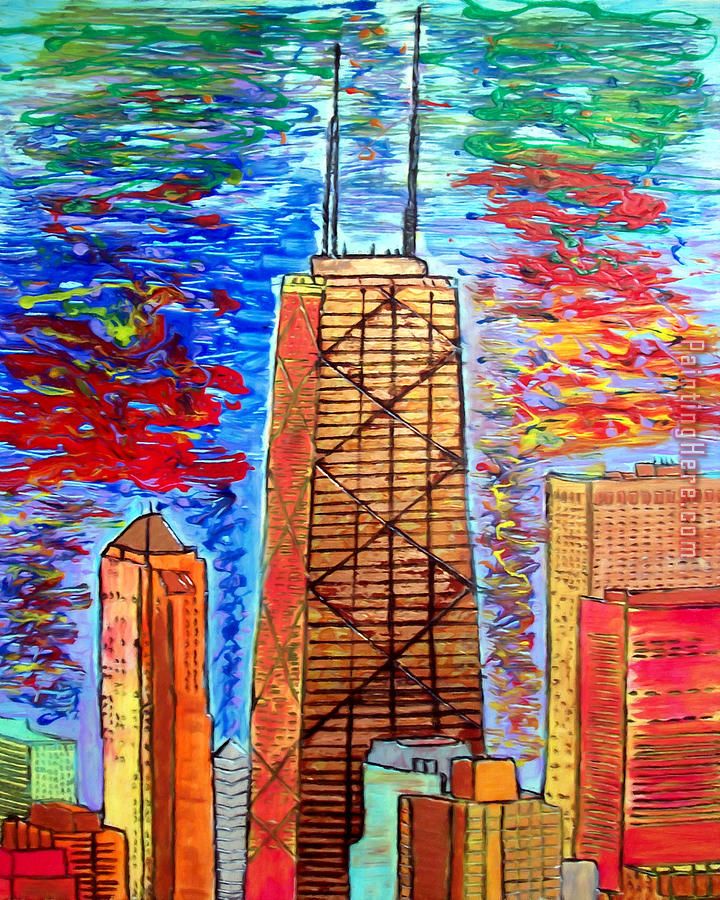 Chicago John Hancock Building painting - 2017 new Chicago John Hancock Building art painting