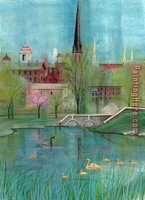 Springtime Spires at Carroll Creek painting - 2017 new Springtime Spires at Carroll Creek art painting