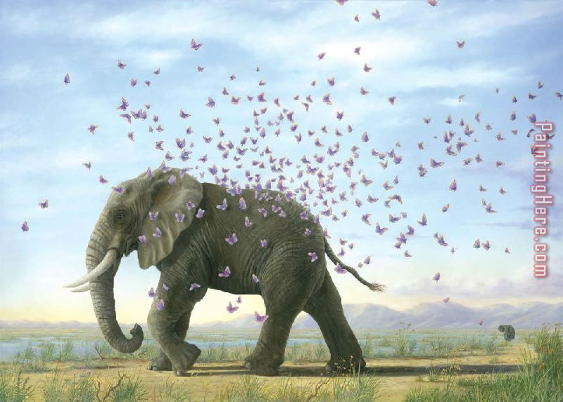 The Journey by Bissell Elephant And Butterflies painting - 2017 new The Journey by Bissell Elephant And Butterflies art painting