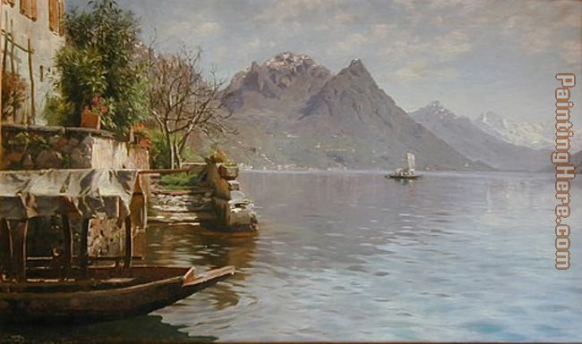 Artist Painting Of Gandria Artist Painting Of Gandria