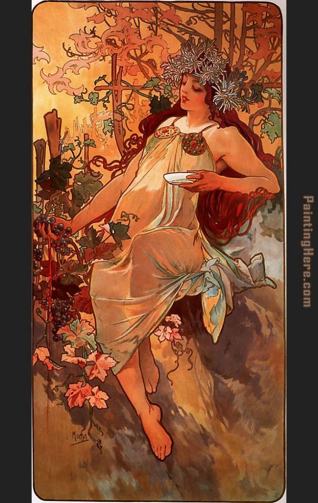 Autumn painting - Alphonse Maria Mucha Autumn art painting