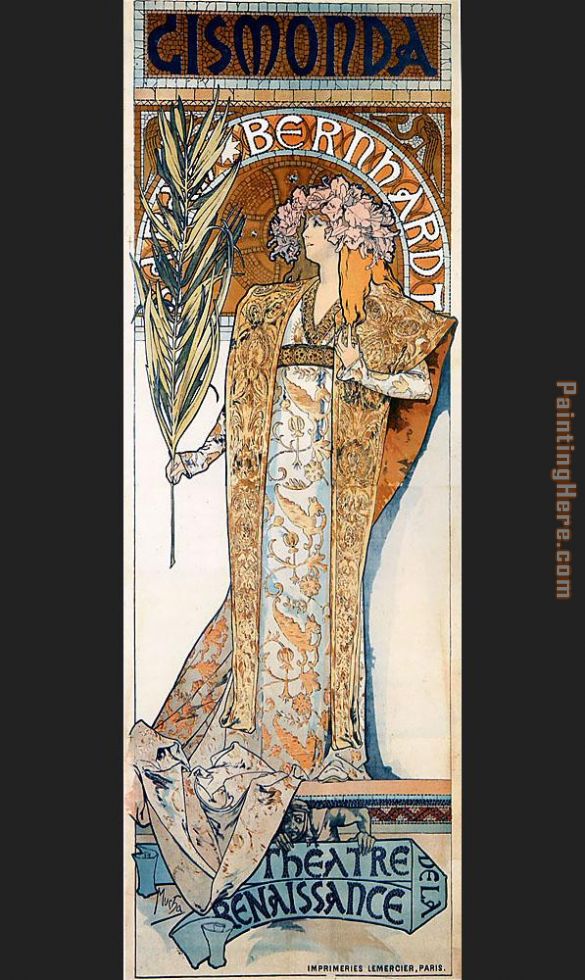 Gismonda painting - Alphonse Maria Mucha Gismonda art painting