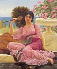 John William Godward Paintings - Flabellifera by John William Godward