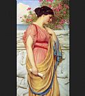 John William Godward Paintings - Sappho by John William Godward