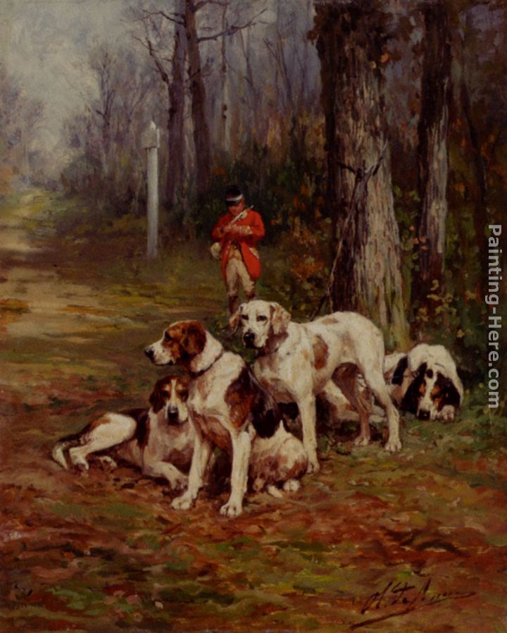 Olivier de Penne 1800s Hunting Dog Signed Lithographs Irish Setter n Gordon Setter FREE SHIPPING- PAIR of C