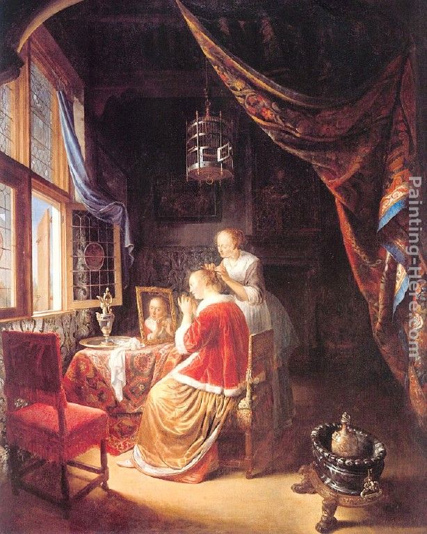 Gerrit Dou The Lady At Her Dressing Table Painting Anysize 50 Off The Lady At Her Dressing Table Painting Gerrit Dou
