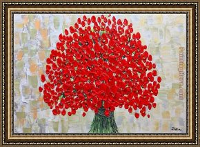 Poppies Framed Paintings - RED POPPIES TEXTURED by 2010