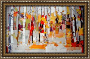 2011 Framed Paintings - Fall Birches by 2011
