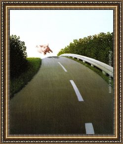 Michael Sowa Pig Framed Paintings - Highway Pig by Michael Sowa by 2011