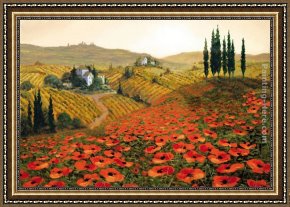 Tuscany Framed Paintings - Hills of Tuscany II by 2011
