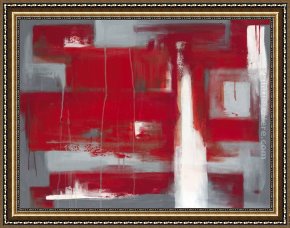 Bank Framed Paintings - Leigh Banks Red abstract by 2011