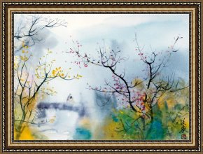 Lovers Man And Woman Framed Paintings - Lovers at Chi Tou by Chi Wen by 2011