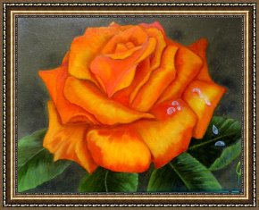 Park of Rose Framed Paintings - Orange Rose by 2011