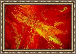 Yellow Framed Paintings - organic in reds and yellow by 2011