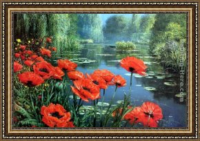 Mountain Poppies III Framed Paintings - Red Poppies by 2011