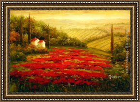 Mountain Poppies III Framed Paintings - Red Poppies in Tuscany by 2011