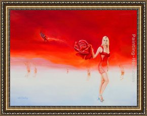 Heaven in New York Framed Paintings - Red rose from heaven by 2011
