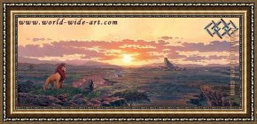 The King And The Beggar-maid Framed Paintings - Rodel Gonzalez The Lion King Kingdom Pride by 2011