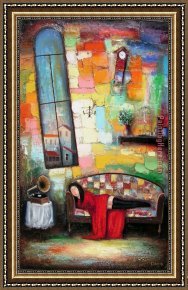 Sleeping Framed Paintings - Sleeping Girl by David Martiashvili by 2011