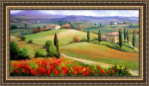 Tuscany Framed Paintings - Tuscany panorama by 2011