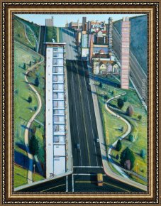Street Framed Paintings - Wayne Thiebaud Down Eighteenth Street by 2011