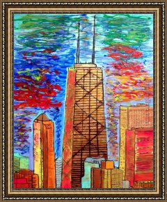 Building Framed Paintings - Chicago John Hancock Building by 2017 new
