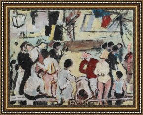 French Framed Paintings - French Beach Scene by 2017 new