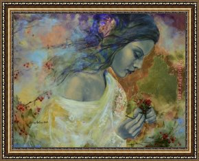 Waterhouse Gather Flower Girls Framed Paintings - Girl with Flowers in Hands by 2017 new