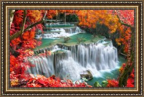 Waterfall Framed Paintings - National Parks Waterfalls Thailand Nature by 2017 new
