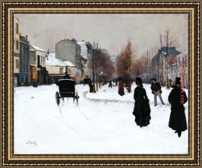 Place Blanche Boulevard Clichy Framed Paintings - The Boulevard De Clichy Under Snow by 2017 new