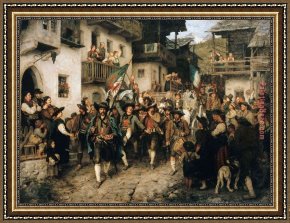 Tug of War Framed Paintings - Tyrolean Home Guard Returning From The War of 1809 by 2017 new