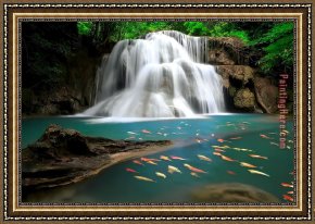 Waterfall Framed Paintings - Waterfall by 2017 new