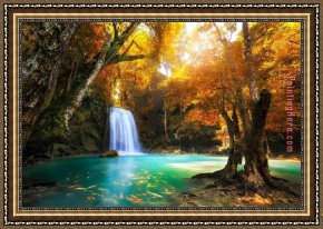 Waterfall Framed Paintings - Waterfalls II by 2017 new