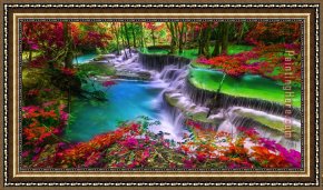 Waterfall Framed Paintings - Waterfalls in Thailand by 2017 new