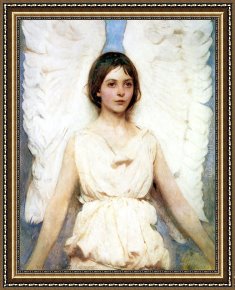 The Angel And Tobias with The Fish Framed Paintings - Angel by Abbott Handerson Thayer