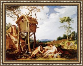 The Meeting of Abraham And Melchizedek Framed Paintings - Landscape with Parable of the Wheat and the Tares by Abraham Bloemaert