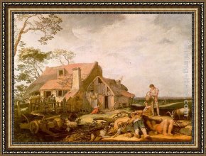 The Meeting of Abraham And Melchizedek Framed Paintings - Landscape with Peasants Resting by Abraham Bloemaert