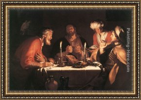 The Meeting of Abraham And Melchizedek Framed Paintings - The Emmaus Disciples by Abraham Bloemaert