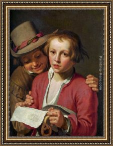 The Meeting of Abraham And Melchizedek Framed Paintings - Two Boys Singing from Sheet of Paper by Abraham Bloemaert